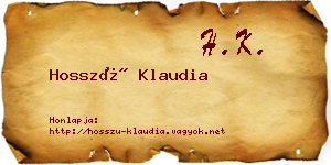 Hosszú Klaudia névjegykártya